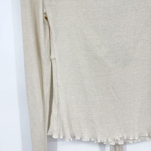 Free People Say When Long Sleeve Size Small Waffle Knit Ruffle - Picture 9 of 9